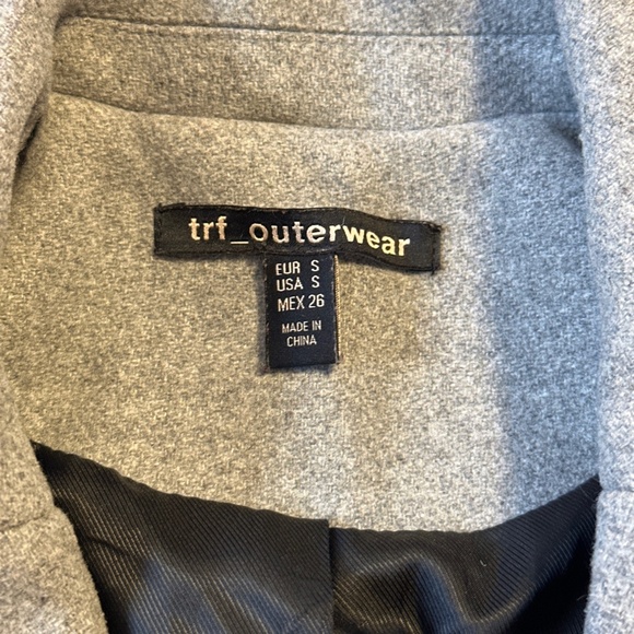 Zara TRF Light Gray Wool Blend Long Pea Coat Small Double Breasted - Picture 6 of 9